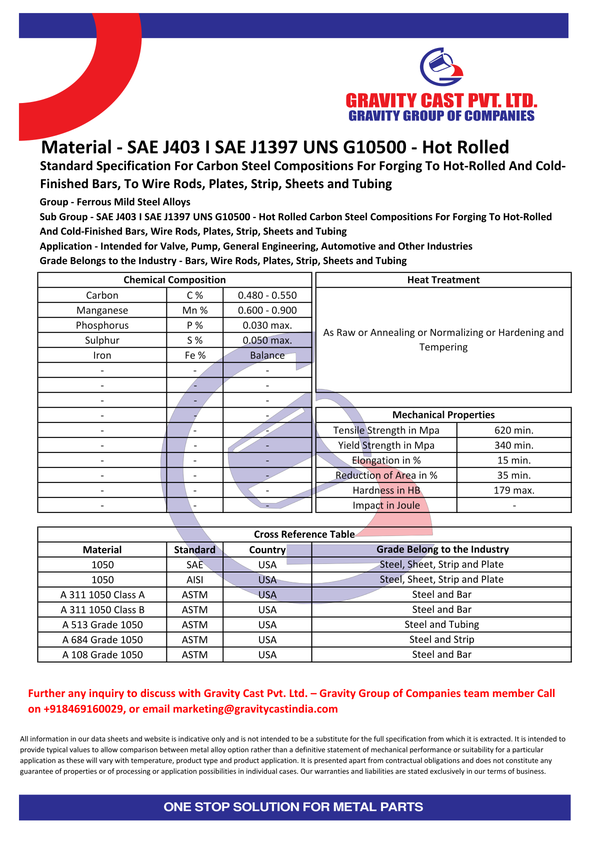 SAE J403 I SAE J1397 UNS G10500 - Hot Rolled.pdf